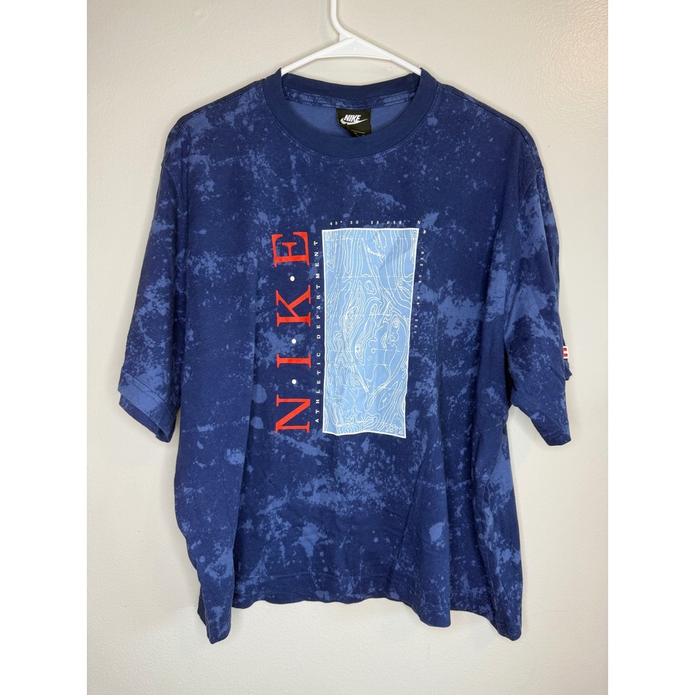 Nike Athletic Dept. Graphic T-Shirt Blue Tie Dye Short Sleeve XL
